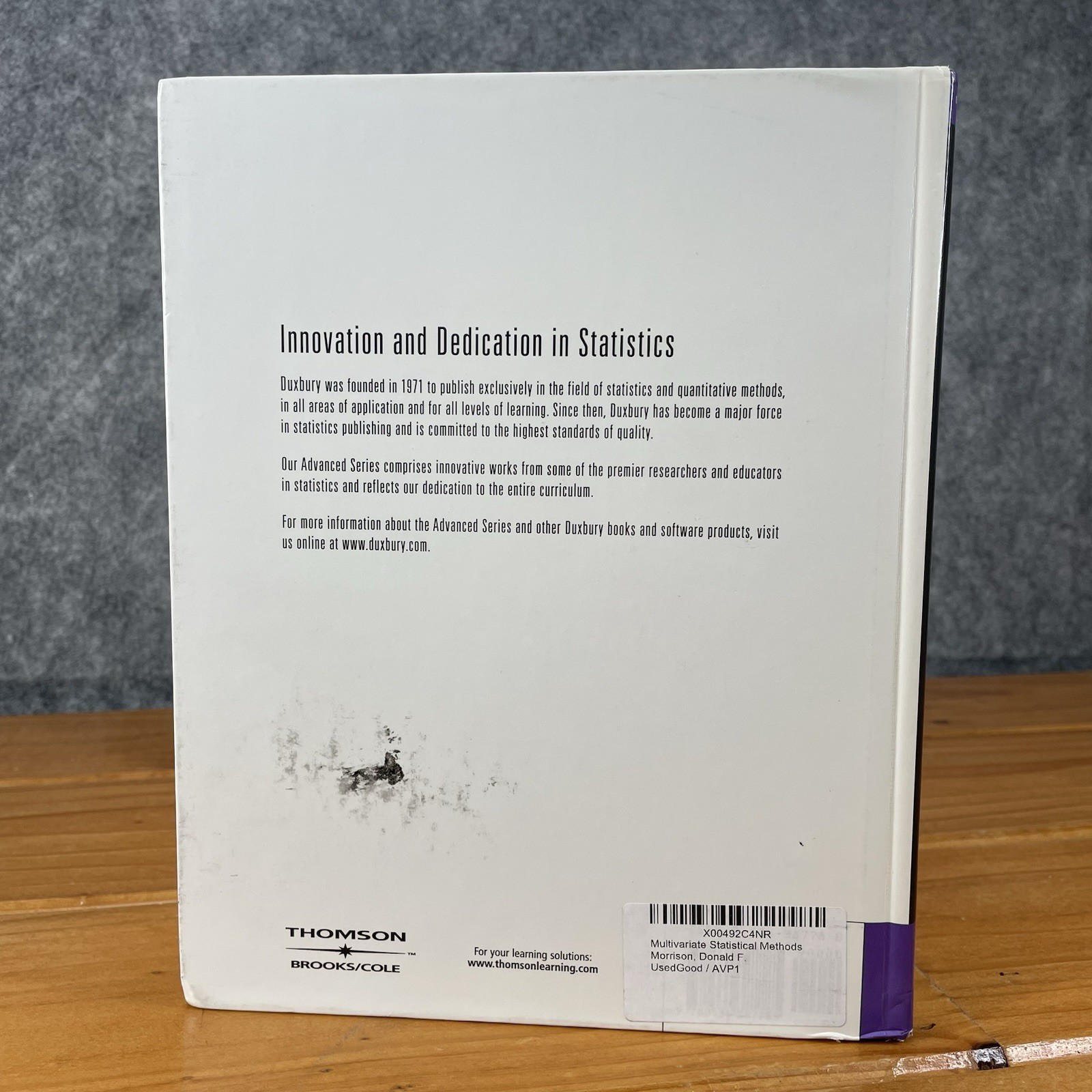 Multivariate Statistical Methods 4th Edition Morrison Statistics Hardcover 2005